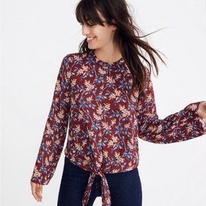 MADEWELL Long-Sleeve Burgundy Floral Print Blouse